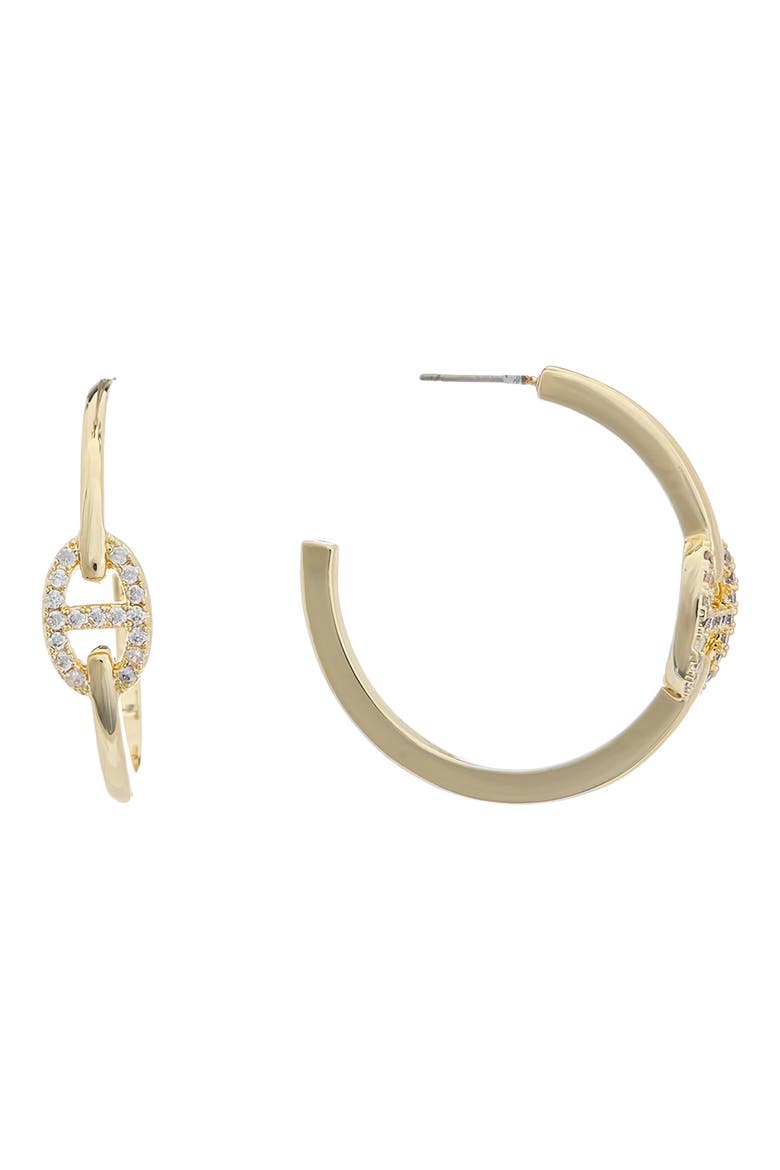 Cubic Zirconia Mariner Link Hoop Earrings, Main, color, YELLOW