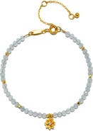 Satya Jewelry Aquamarine Lotus March Birthstone Bracelet