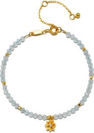 Satya Jewelry Aquamarine Lotus March Birthstone Bracelet