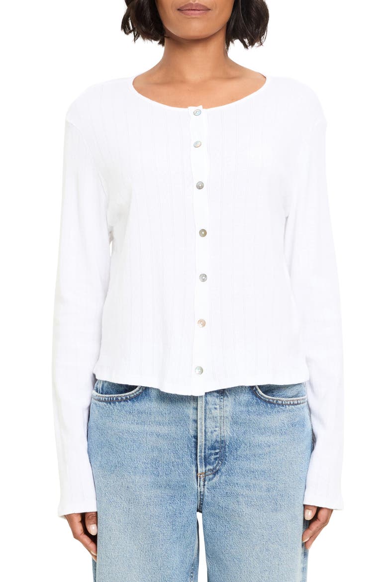 Mackenzie Pointelle Cardigan, Main, color, WHITE