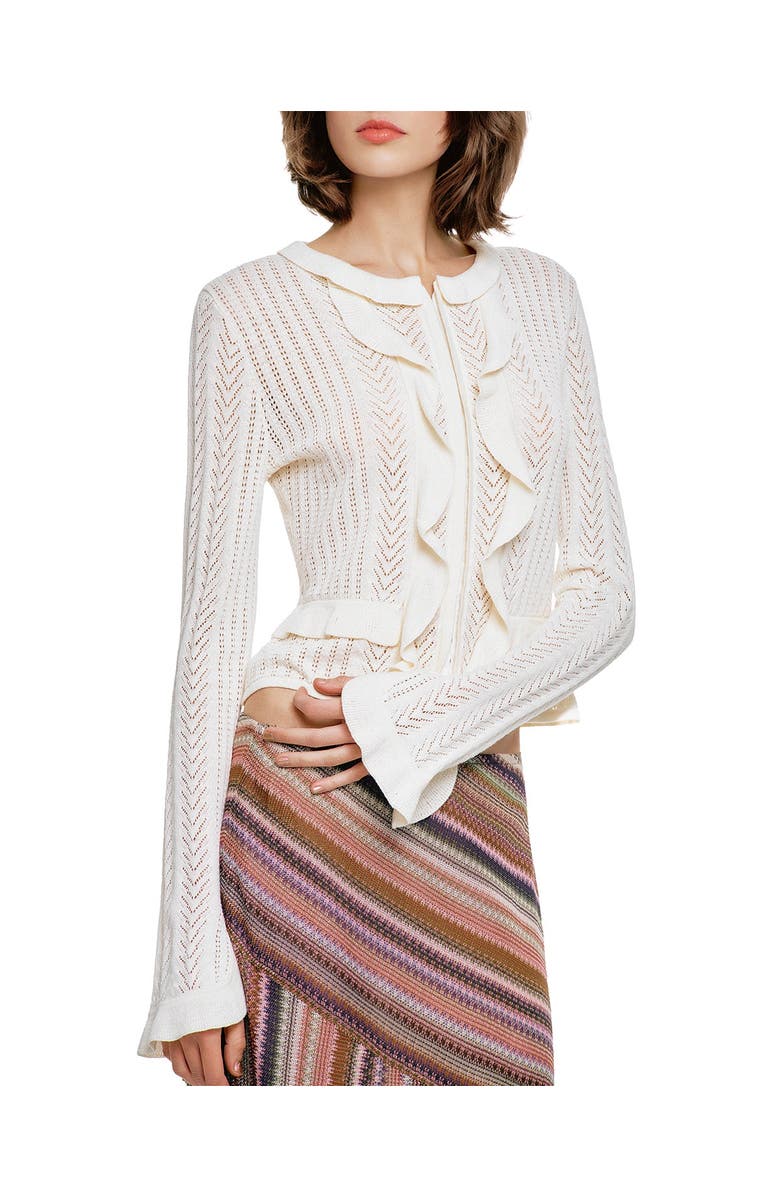 Anna Sui Victorian Pointelle Cardigan, Alternate, color, Cream