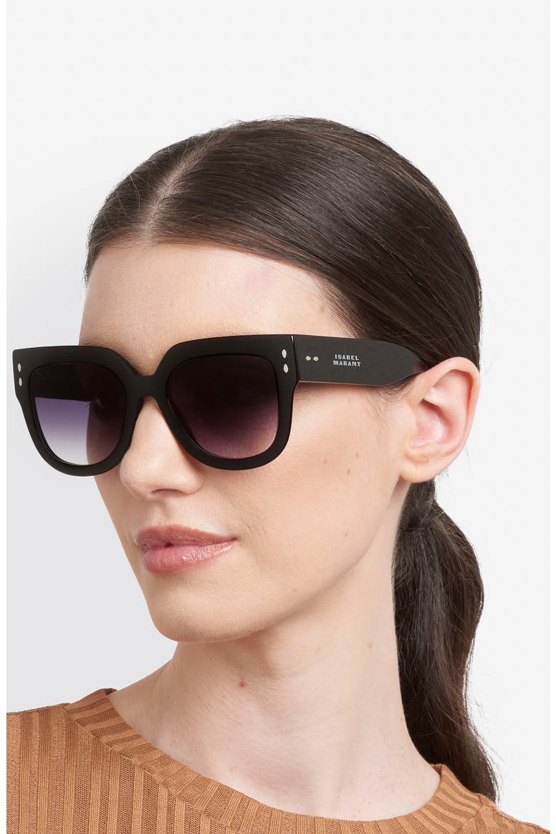 53mm Square Sunglasses, Alternate, color, BLACK/ DARK GREY SF