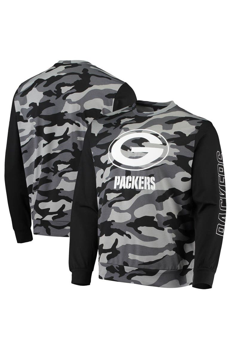 Men's FOCO Black Green Bay Packers Camo Long Sleeve T-Shirt, Alternate, color, Black