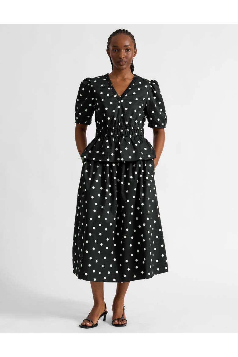 Large Spot Elastic Waist Top, Alternate, color, Black