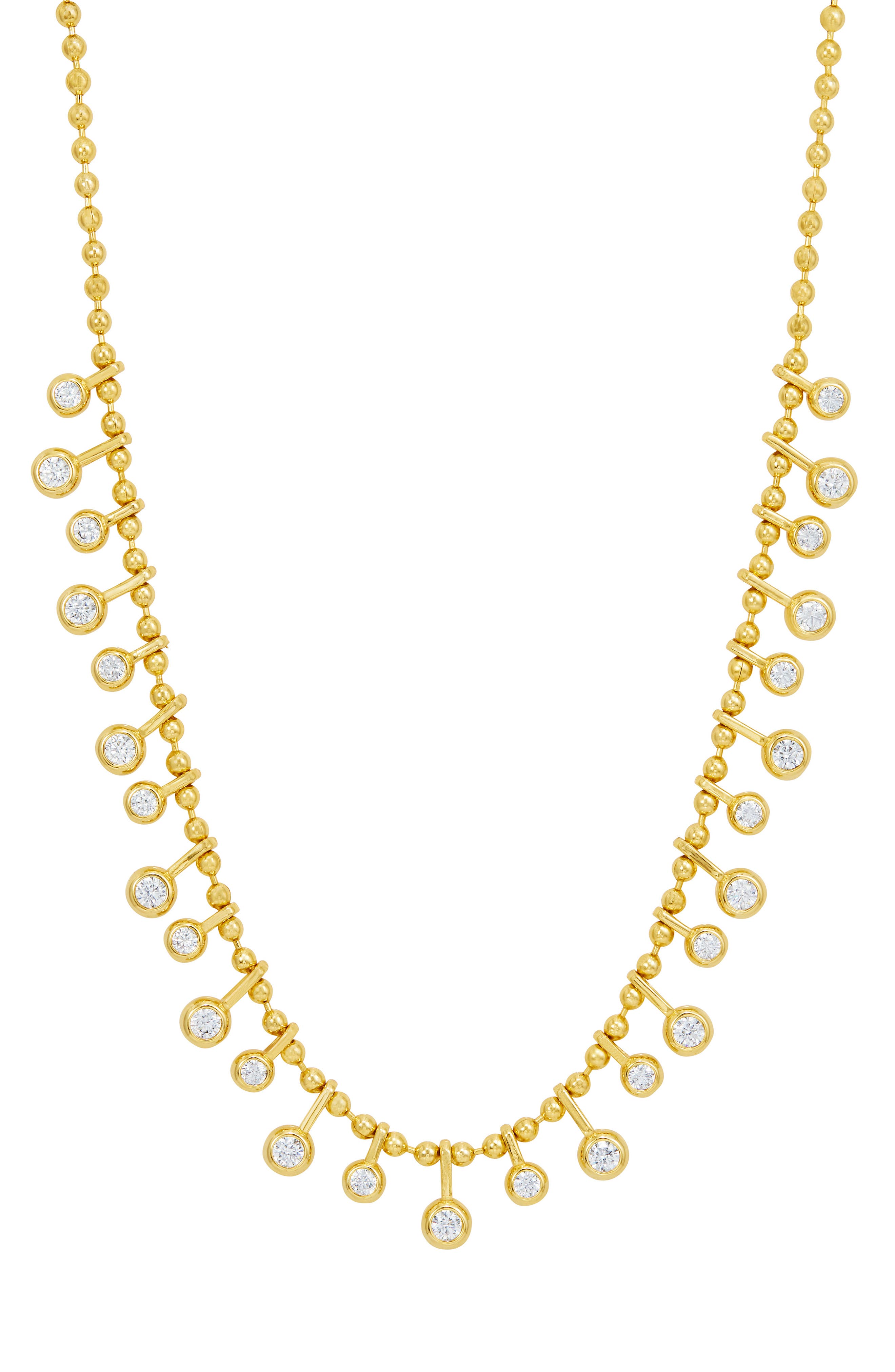 Bezel Cubic Zirconia Ball Chain Necklace