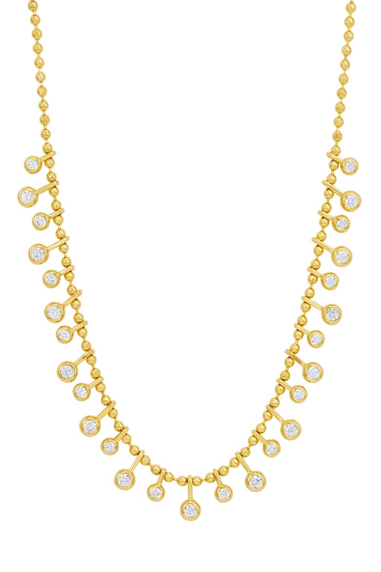 Bezel Cubic Zirconia Ball Chain Necklace, Main, color, YELLOW