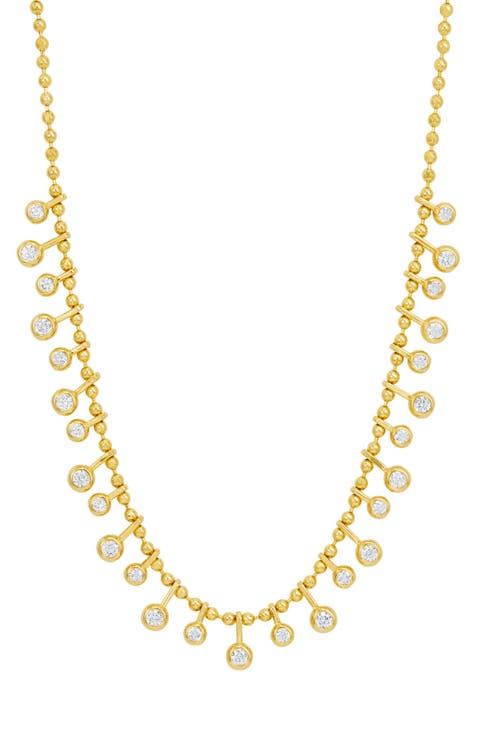 Bezel Cubic Zirconia Ball Chain Necklace