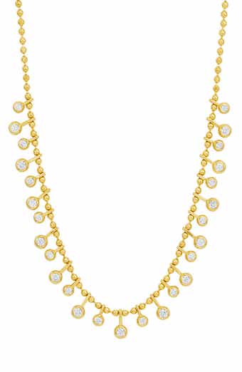 Bezel Cubic Zirconia Ball Chain Necklace