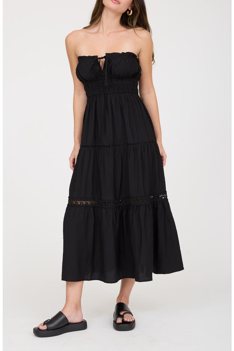 Strapless Midi Dress, Main, color, BLACK