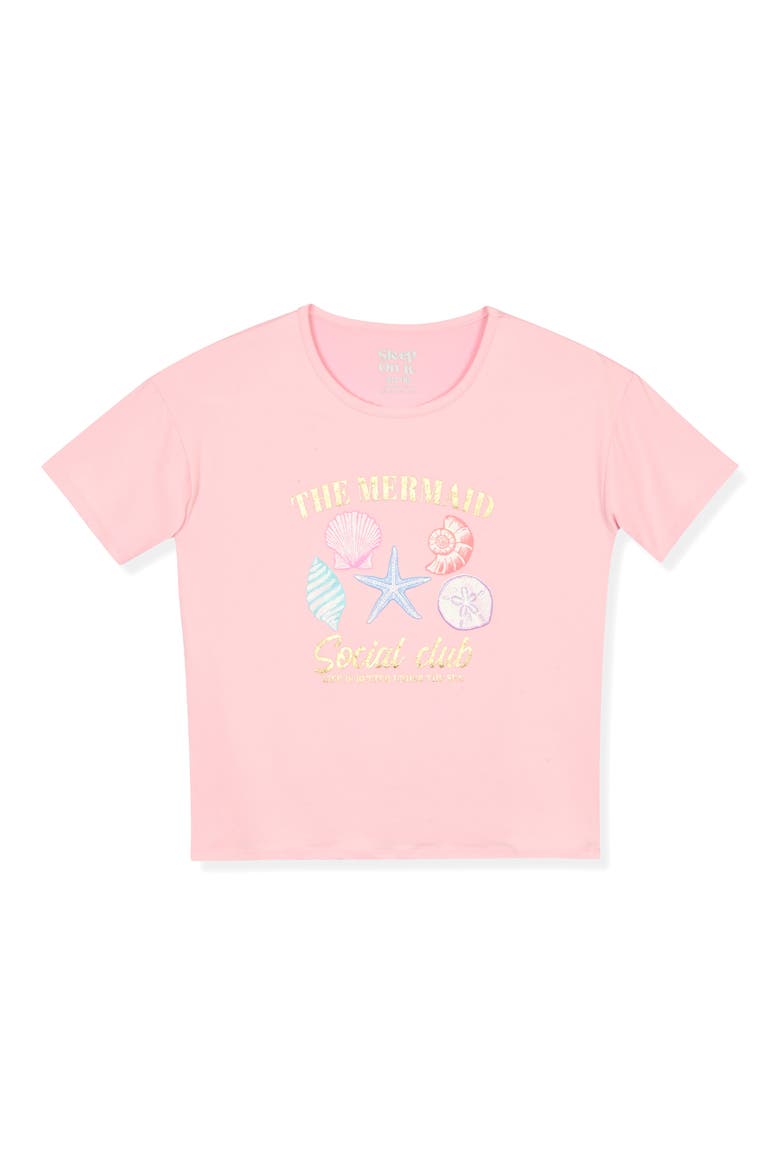 Kids' Two-Piece Short Pajamas & Scrunchie Set, Alternate, color, PINK