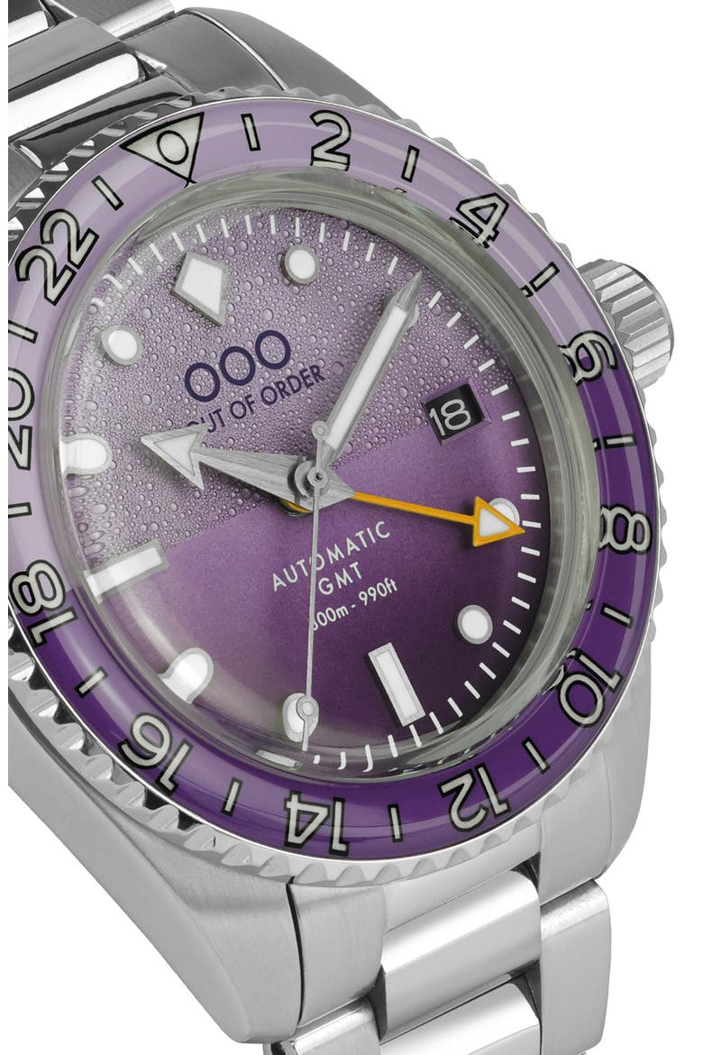 Shaker Automatic GMT Ultra Brushed Bracelet Watch, 40mm, Alternate, color, DARK VIOLET