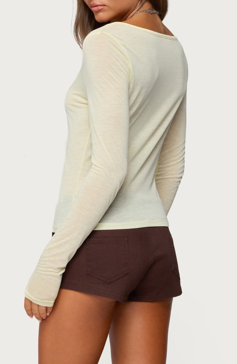 EDIKTED Ria Semisheer Henley, Alternate, color, Yellow