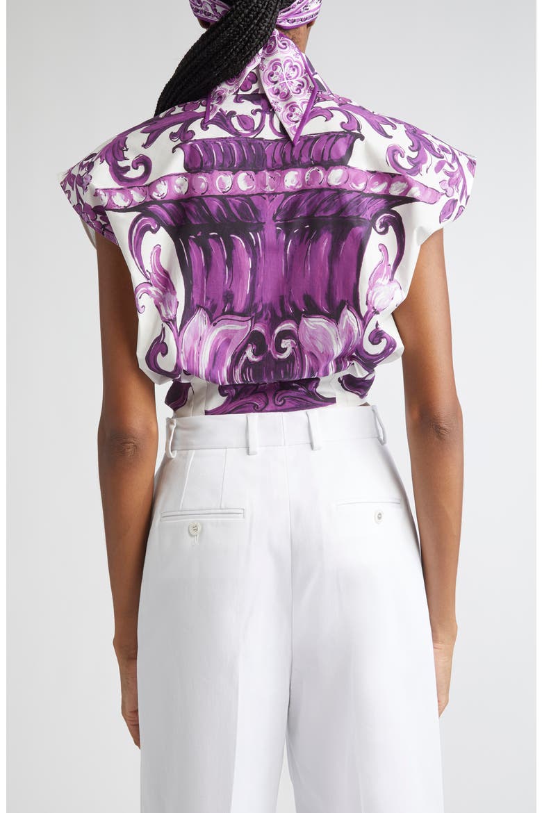 Majolica Print Cotton Poplin Shirt, Alternate, color, IP3TN MIX MAIOLICA VIOLA