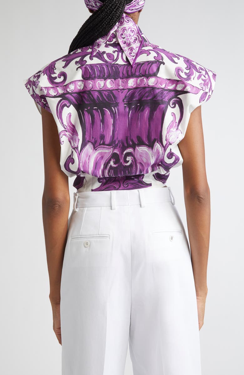 Dolce&Gabbana Majolica Print Cotton Poplin Shirt, Alternate, color, Ip3tn Mix Maiolica Viola