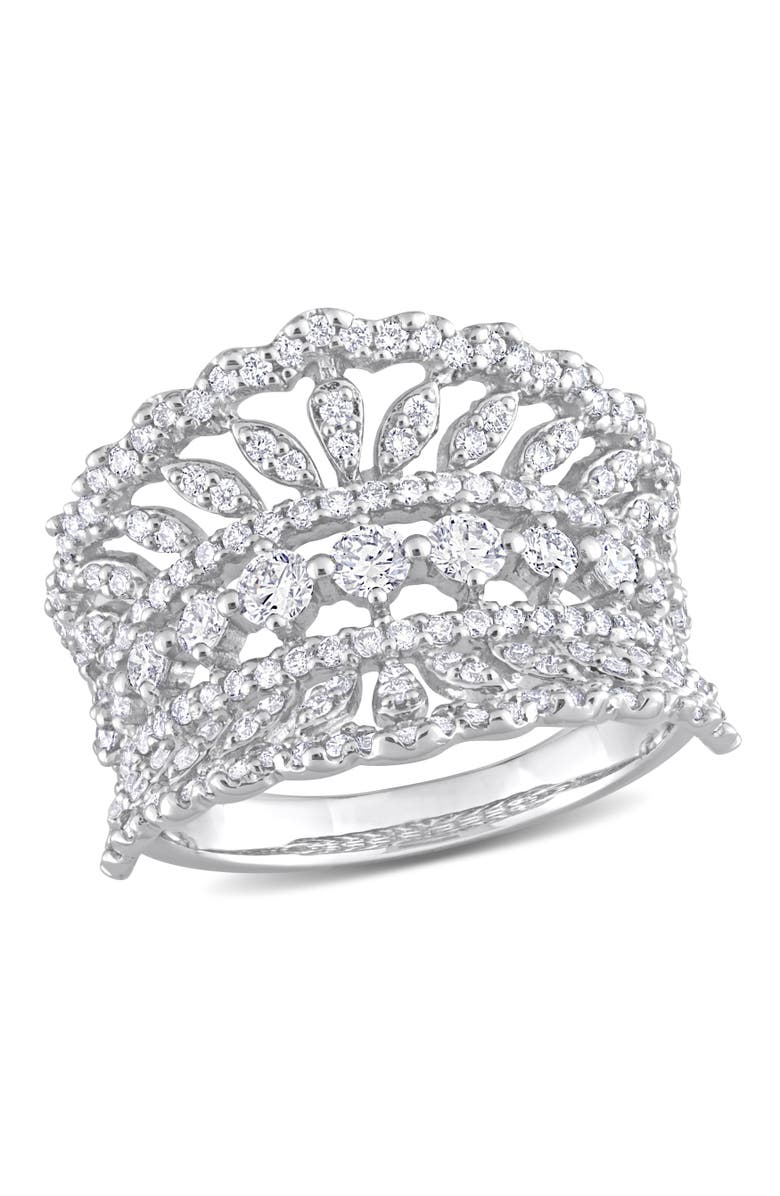 Julianna B. Lab-Grown Diamond Crown Design Wide Ring 14k, Main, color, White Gold