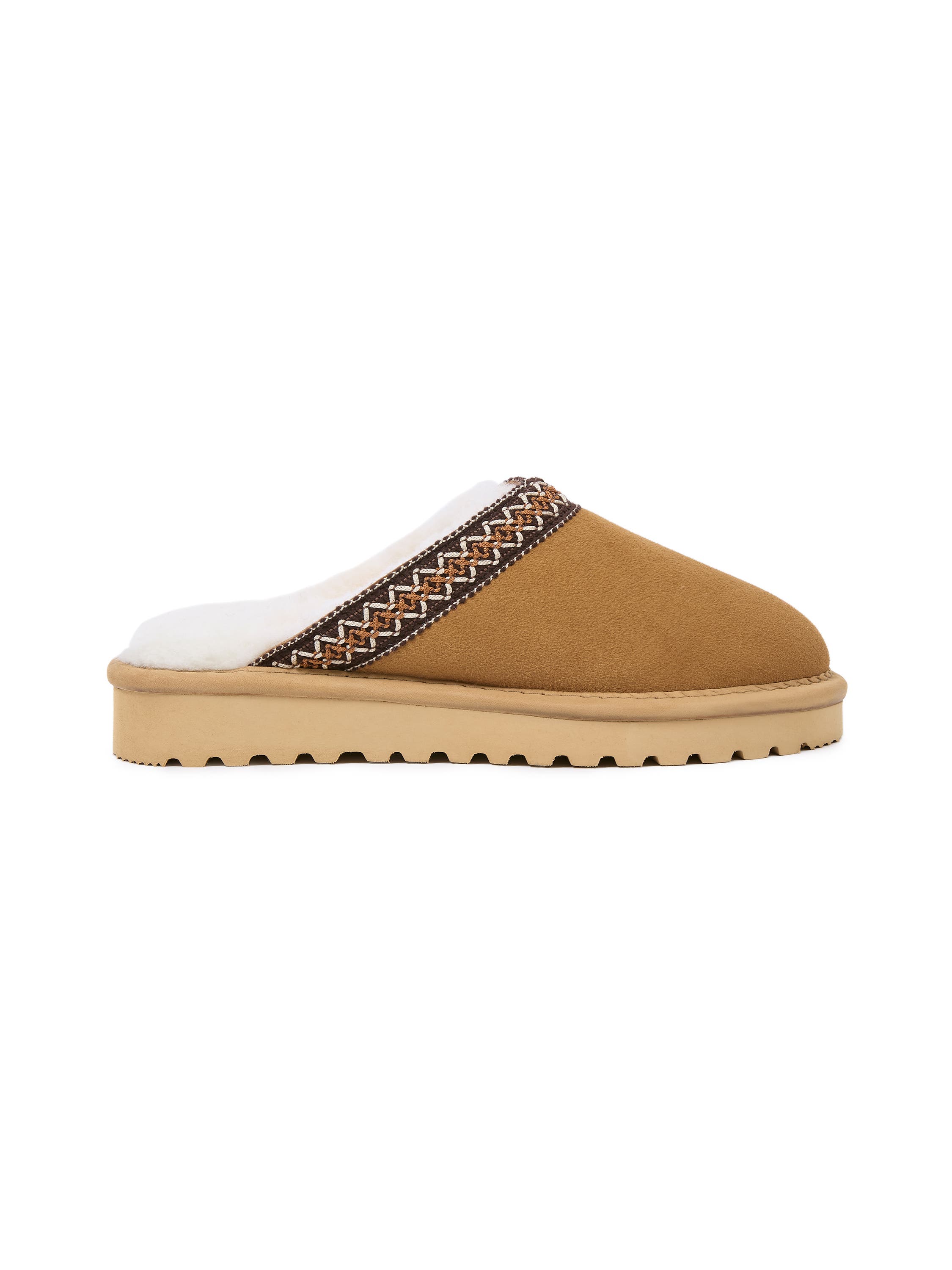 Celtic & Co. Braid Trim Shearling Slippers, Alternate, color, Spice