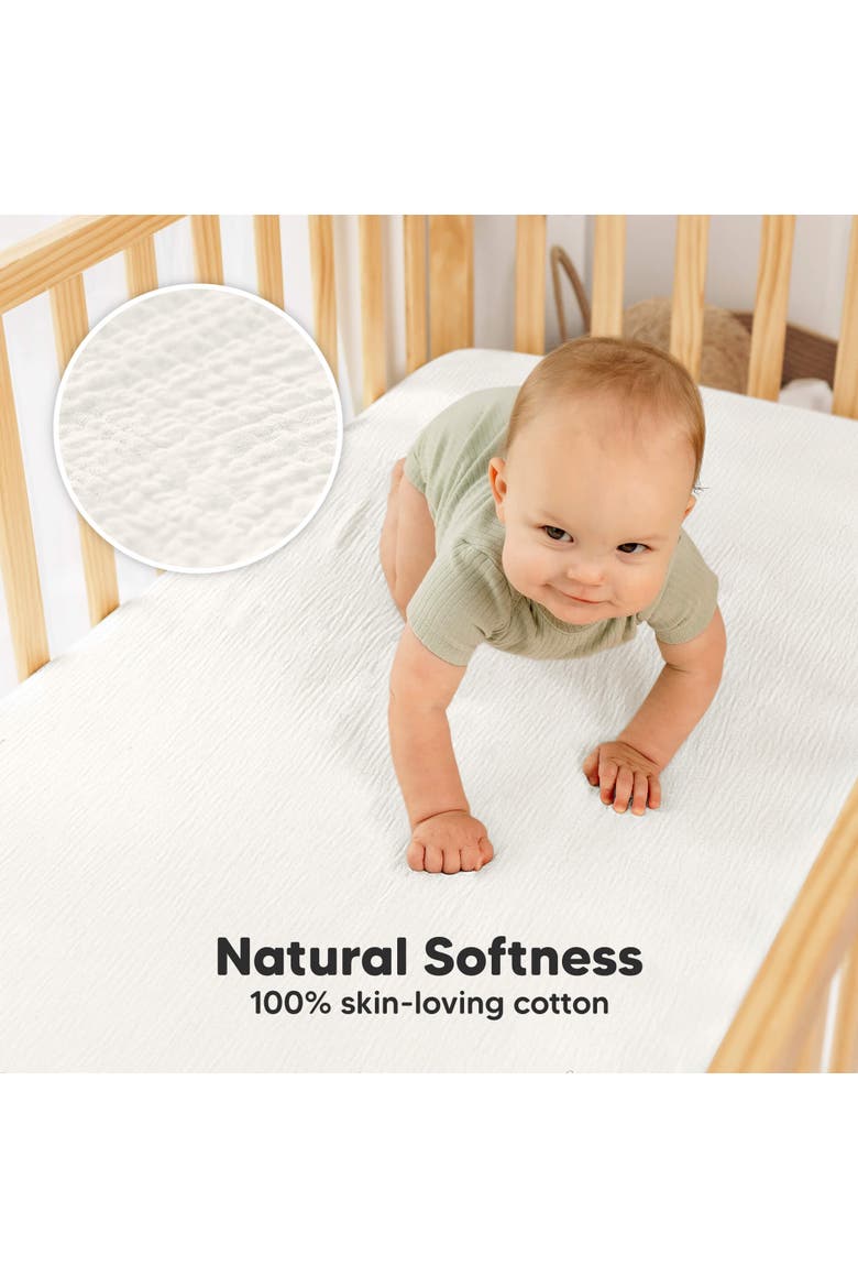 2-Pack Lyra Muslin Crib Sheets, Alternate, color, Soft White
