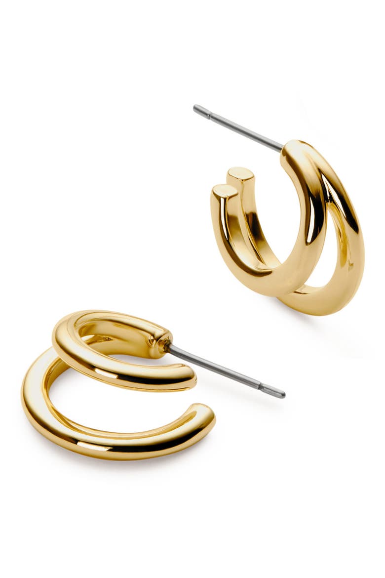 Scarlet Double Hoop Earrings, Main, color, GOLD