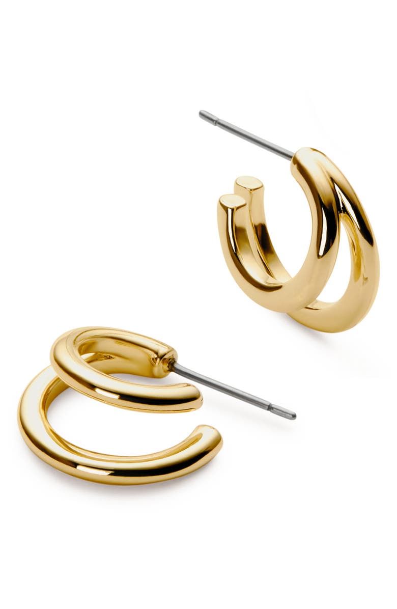 Ana Luisa Scarlet Double Hoop Earrings, Main, color, Gold