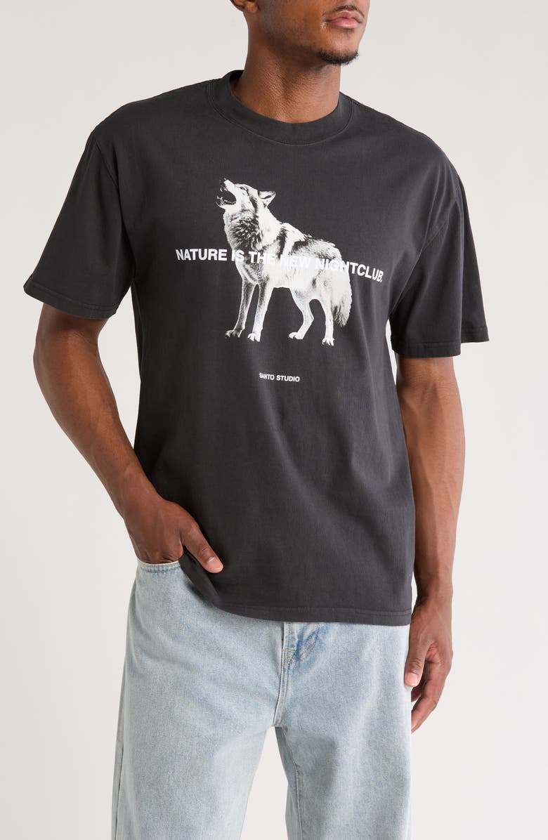 SANTO STUDIO Wolf Night Club Graphic T-Shirt, Main, color, 