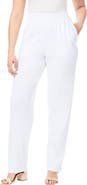 Roaman's Plus Size Soft Knit Relaxed Pull On Straight Leg Pant
