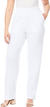 Roaman's Plus Size Soft Knit Relaxed Pull-On Straight Leg Pant