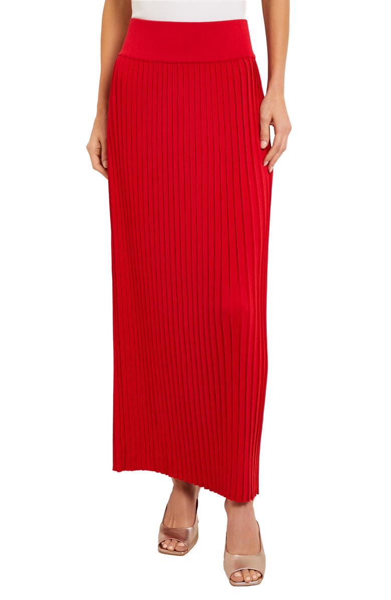 Misook Pleated Knit A-Line Skirt, Main, color, 