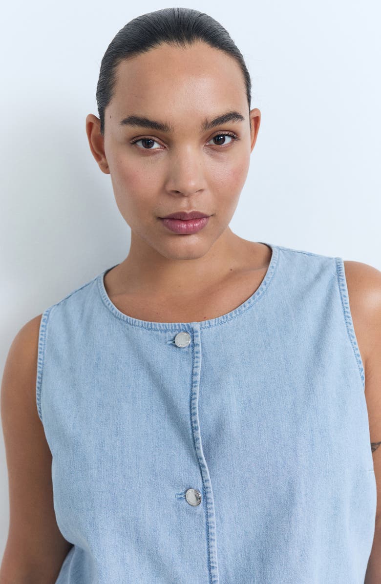 MANGO Denim Vest, Alternate, color, Light Blue