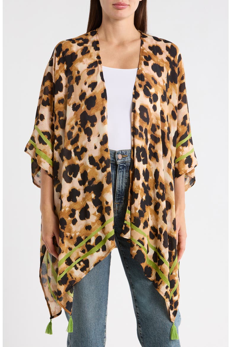 Leopard Print Crinkle Topper, Main, color, CITRON