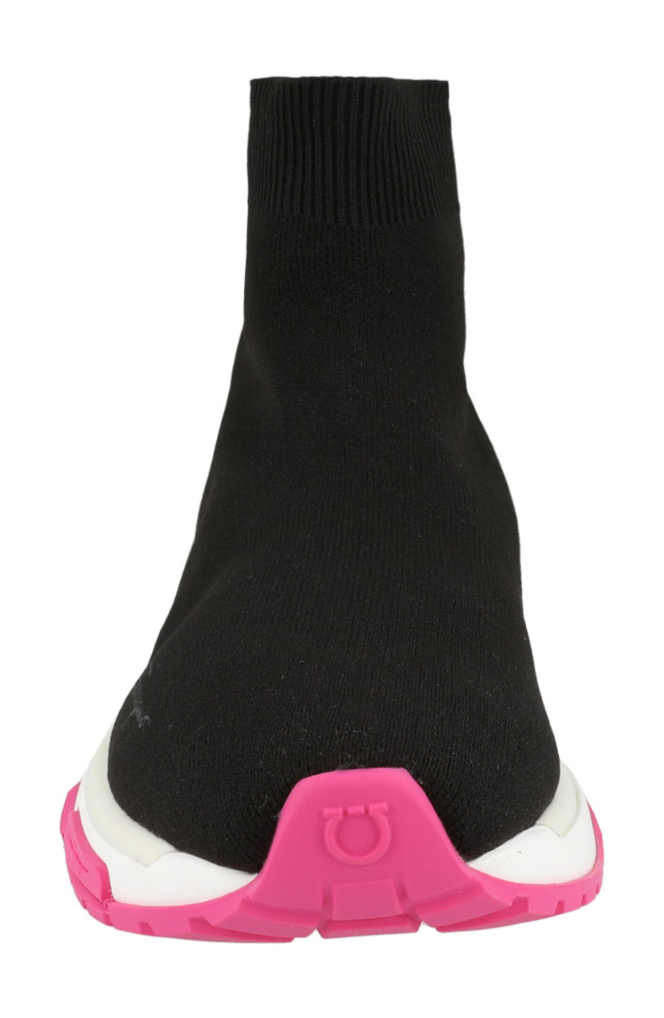 FERRAGAMO Ninette Knit Sock High Top Sneaker, Alternate, color, White/ Black