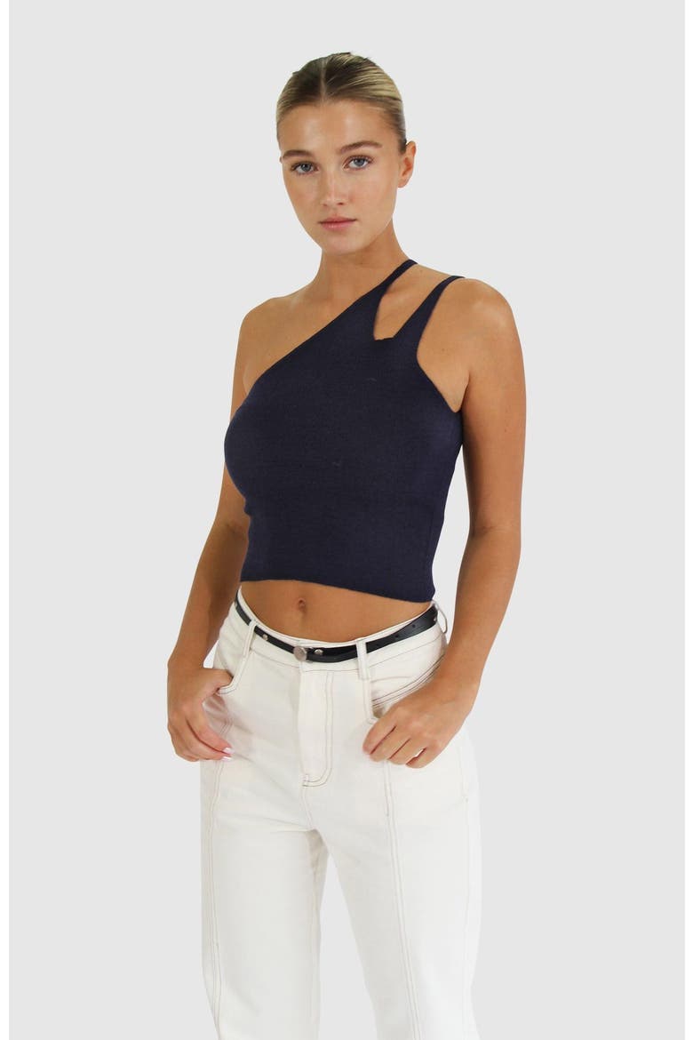 Symphony Double Strap Knit Crop, Alternate, color, Navy