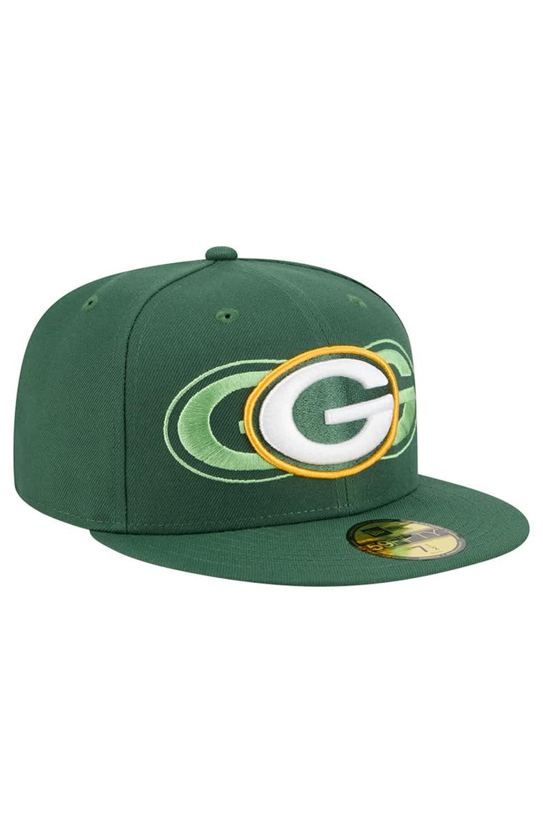 New Era Men
s New Era Green Green Bay Packers Tri-Hit 59FIFTY Fitted Hat, Alternate, color, Green