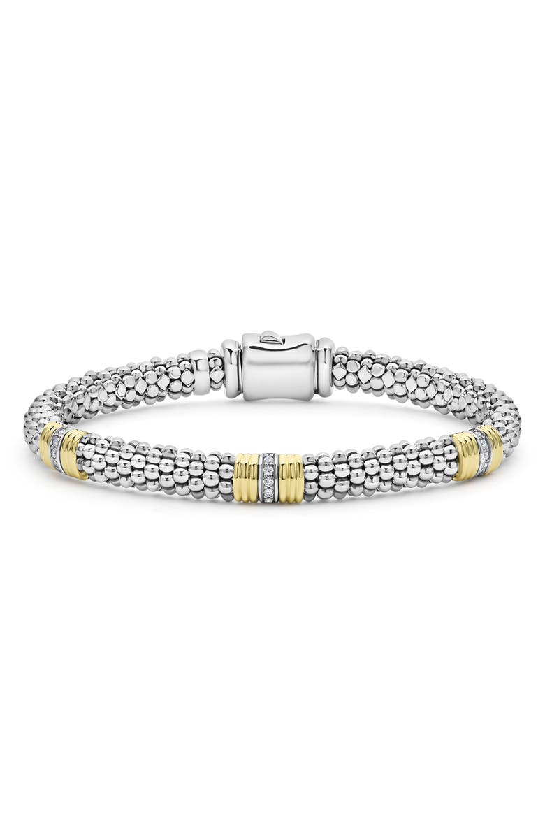 LAGOS Signature Caviar Diamond Station Bracelet, Main, color, Two-Tone