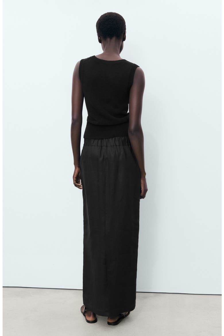 Linen Pencil Skirt, Alternate, color, BLACK
