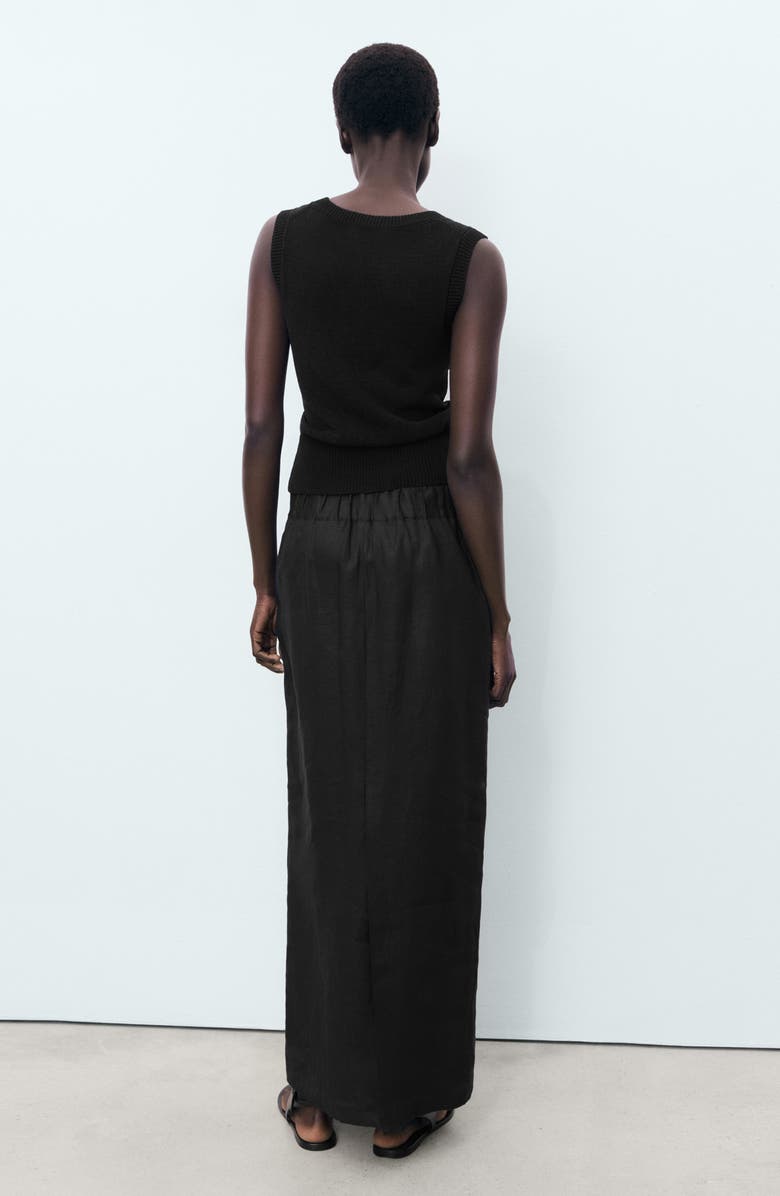 MANGO Linen Pencil Skirt, Alternate, color, Black