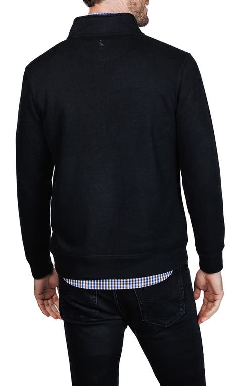 Tailorbyrd French Rib Quarter Zip Sweater In Black