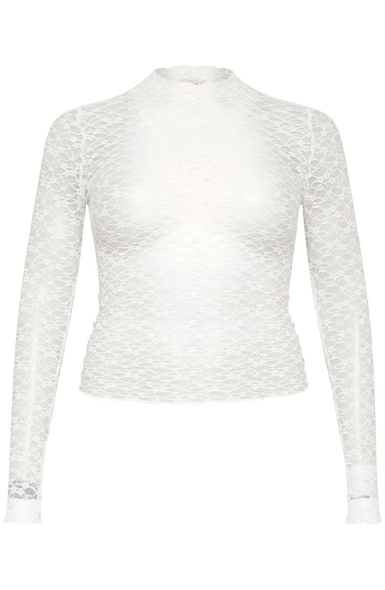 Kaffe KAjolia Long Sleeve Sheer Lace T-shirt, Alternate, color, Chalk