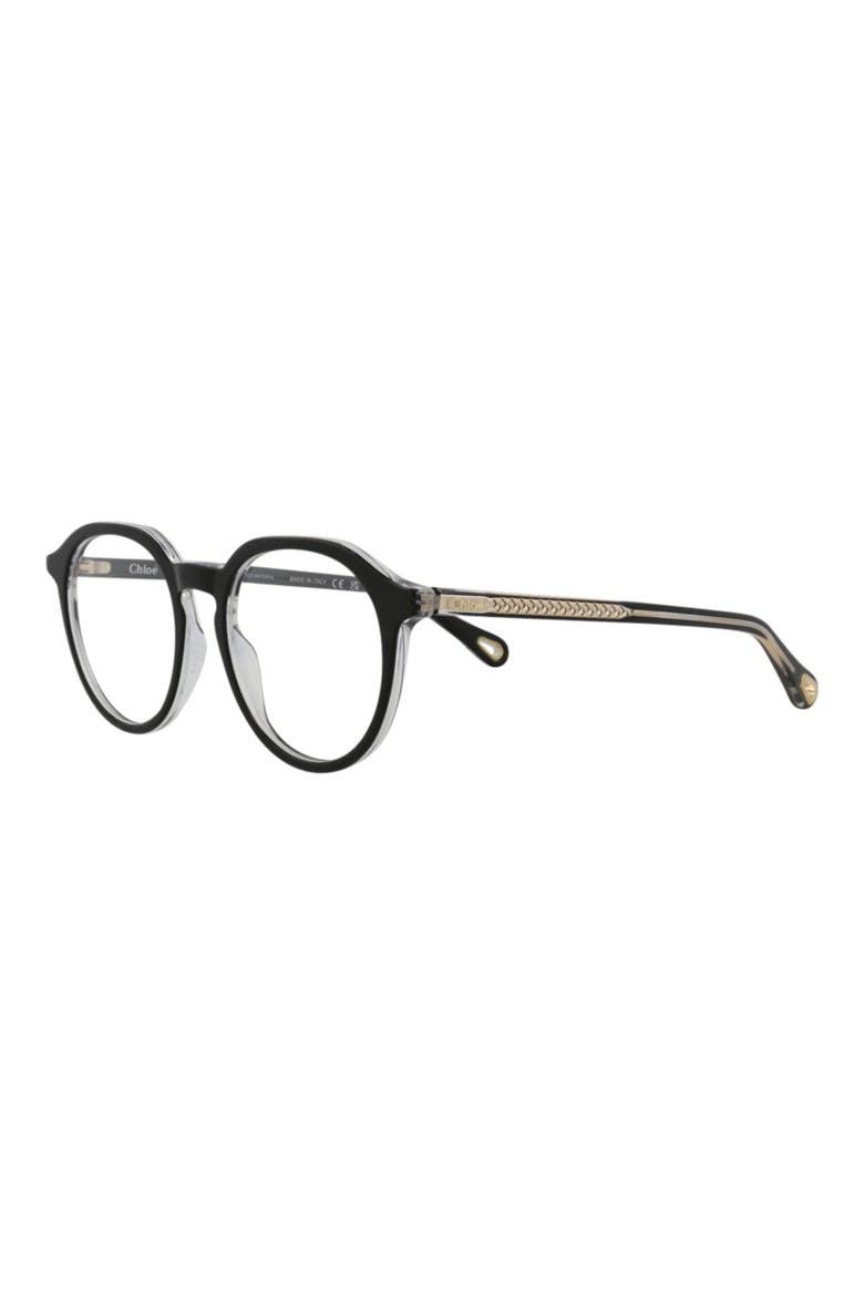 50mm Round Optical Glasses, Alternate, color, BLACK BLACK TRANSPARENT