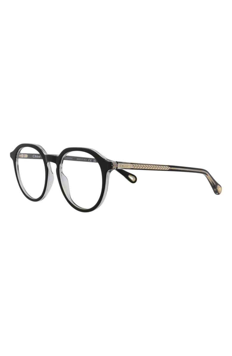 Chloé 50mm Round Optical Glasses, Alternate, color, Black Black Transparent