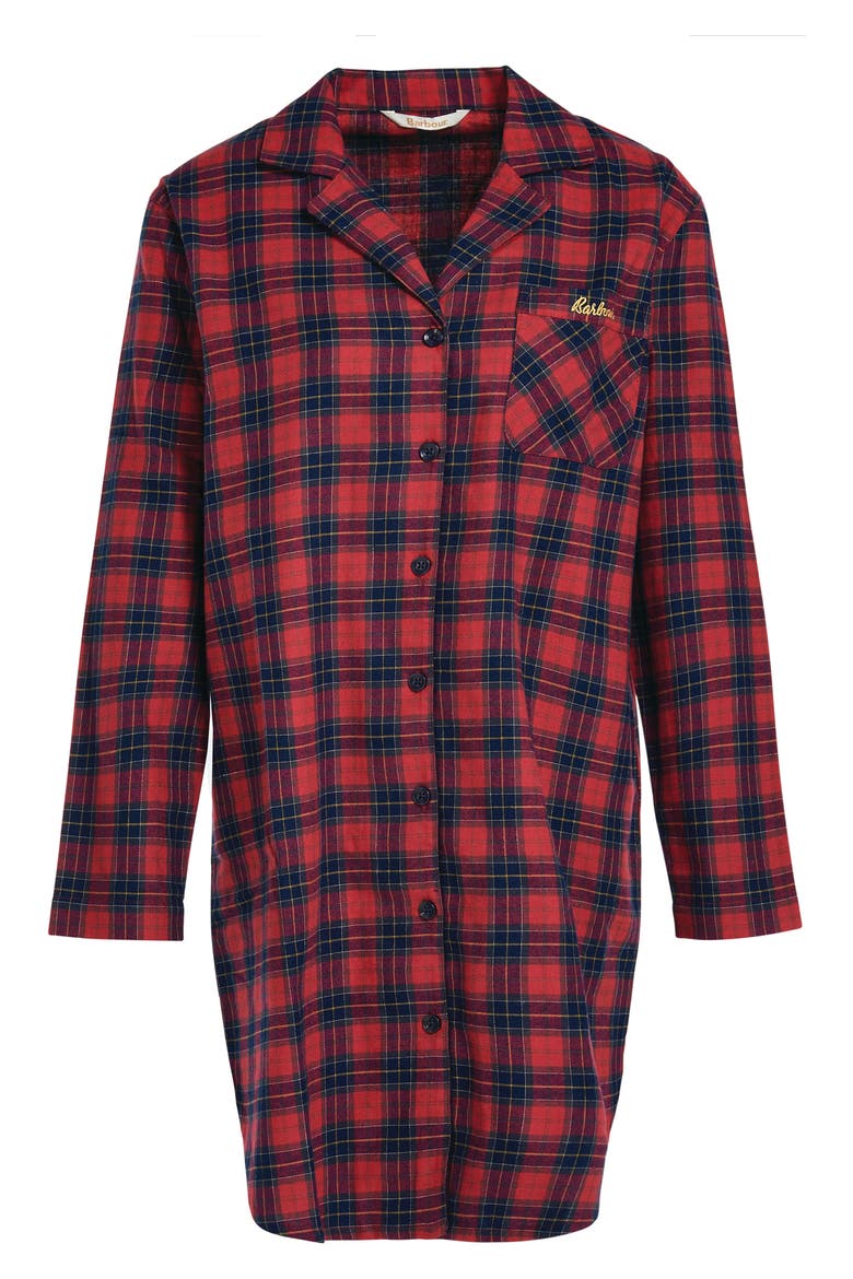 Etta Tartan Brushed Cotton Nightshirt, Alternate, color, SMALL RED TARTAN