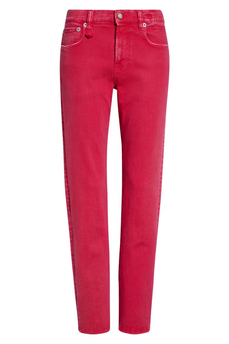 Romeo Distressed Crop Slim Straight Leg Jeans, Alternate, color, FUCHSIA STRETCH