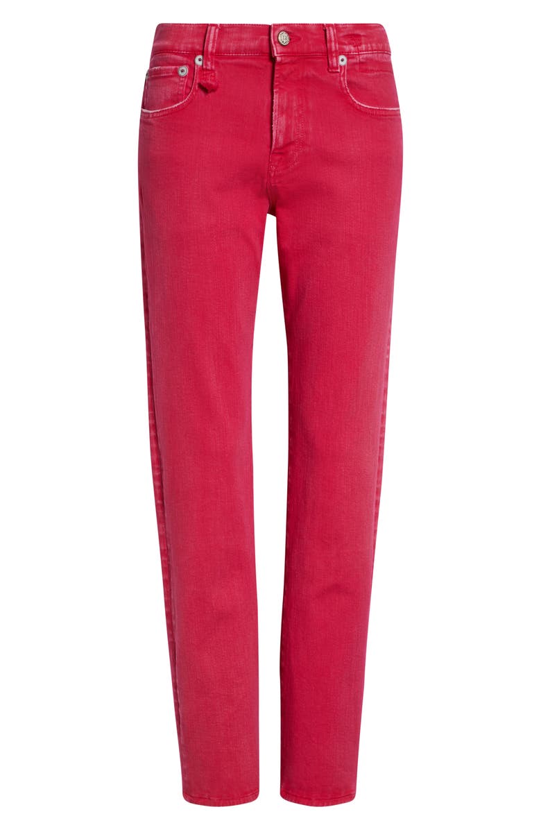 R13 Romeo Distressed Crop Slim Straight Leg Jeans, Alternate, color, Fuchsia Stretch