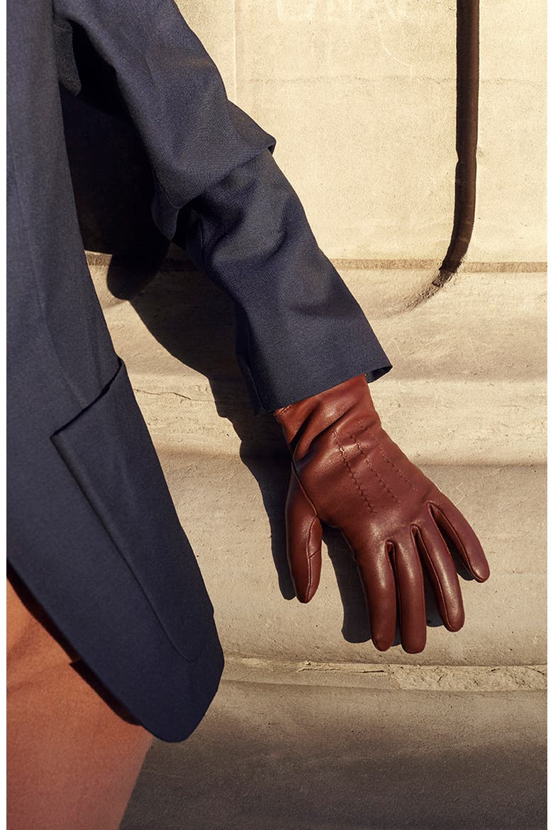 Silk Lined Leather Gloves, Alternate, color, WHISKY