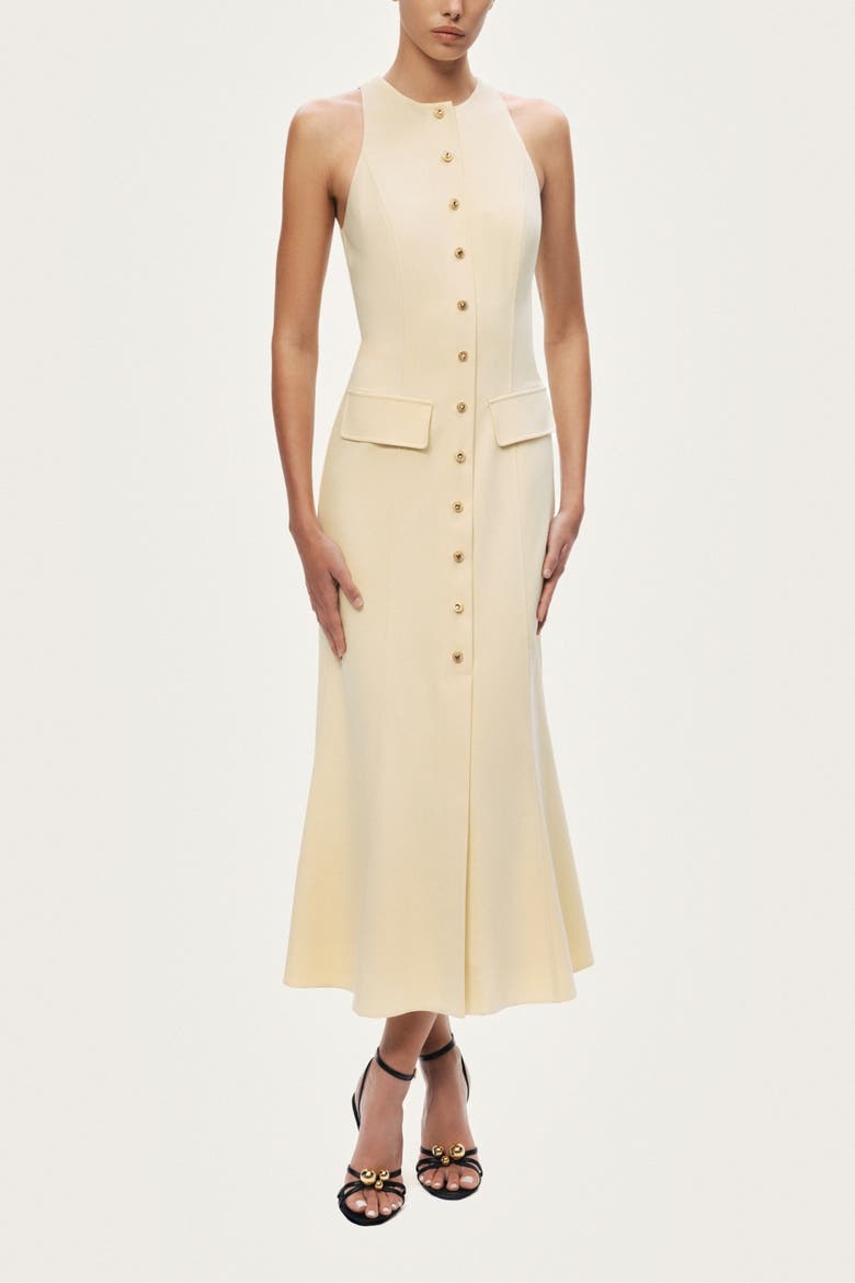 Sleeveless Button-Front Midi Dress, Alternate, color, Yellow