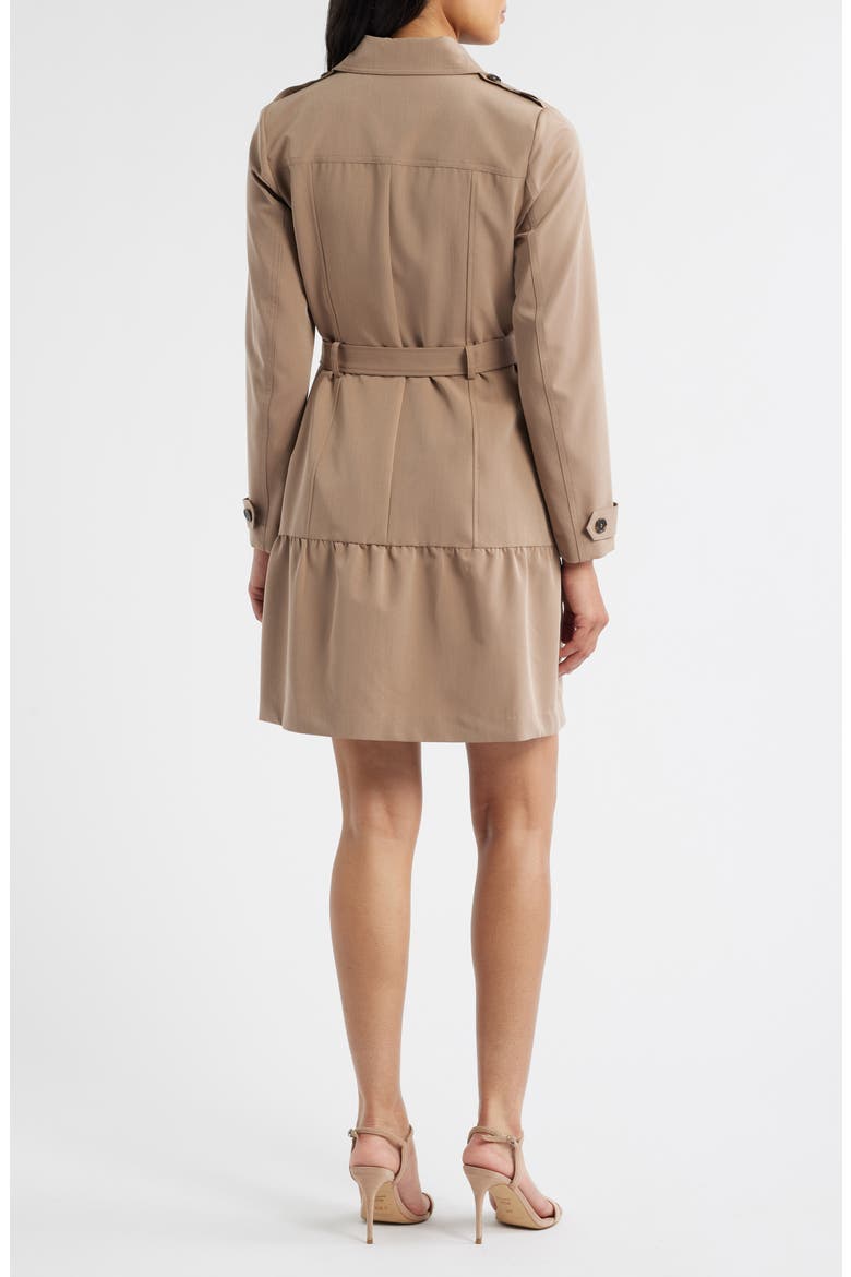 Safari Belted Long Sleeve Minidress, Alternate, color, LATTE
