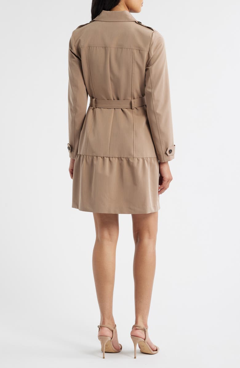 Tahari ASL Safari Belted Long Sleeve Minidress, Alternate, color, Latte