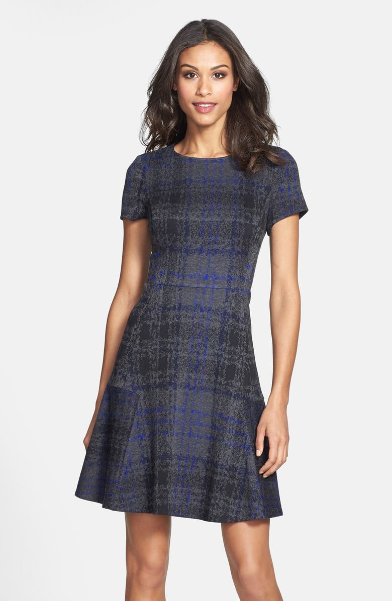 Betsey Johnson Print Ponte Fit & Flare Dress, Main, color,