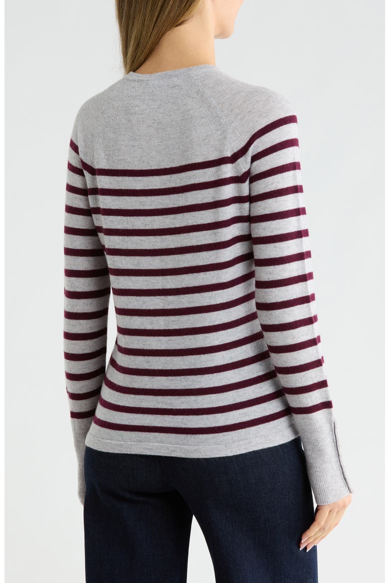 Zosia Cashmere Sweater, Alternate, color, LIGHT H GRAY/ BURGUNDY