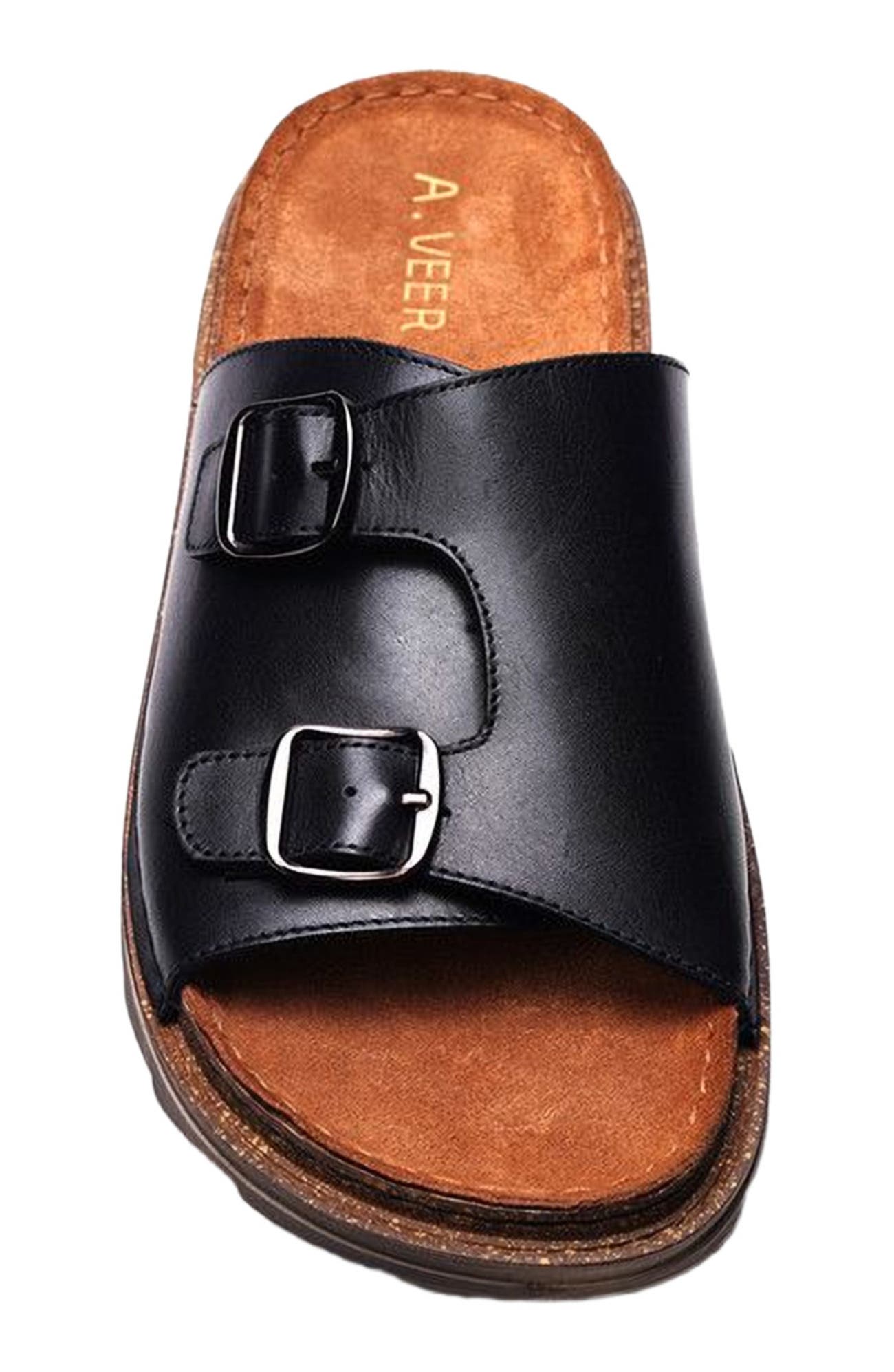 A. Veer Havana Double Strap Sandal, Alternate, color, Black Leather