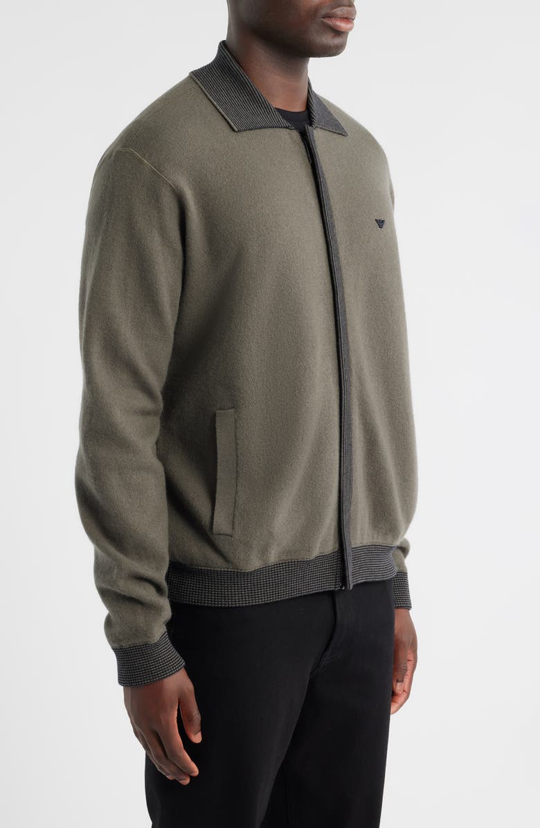 Emporio Armani Wool Zip Cardigan, Alternate, color, Grey
